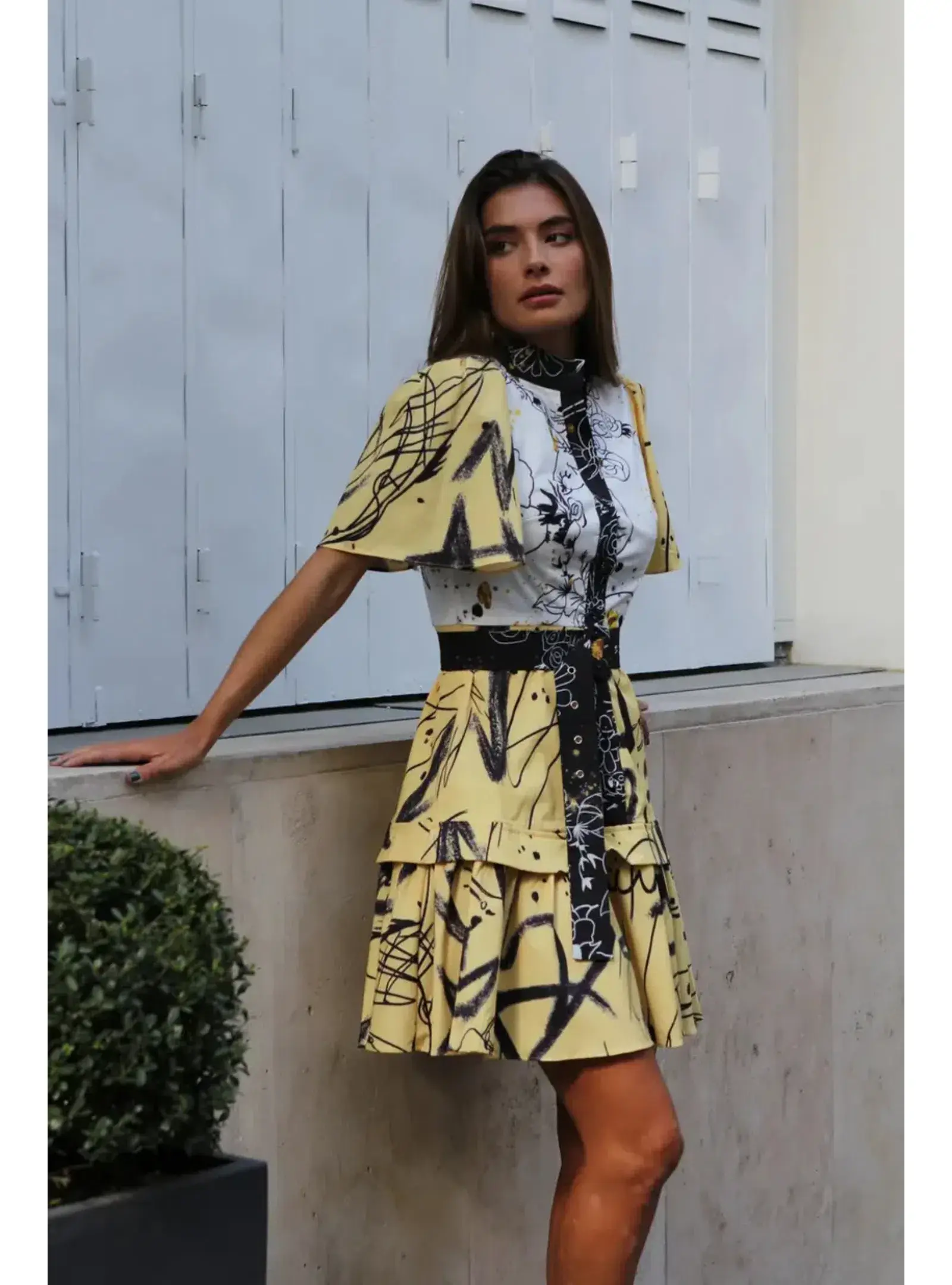 Leo Lin Redemption Cotton Linen Mini Dress Print Size AU 8 - Image 2