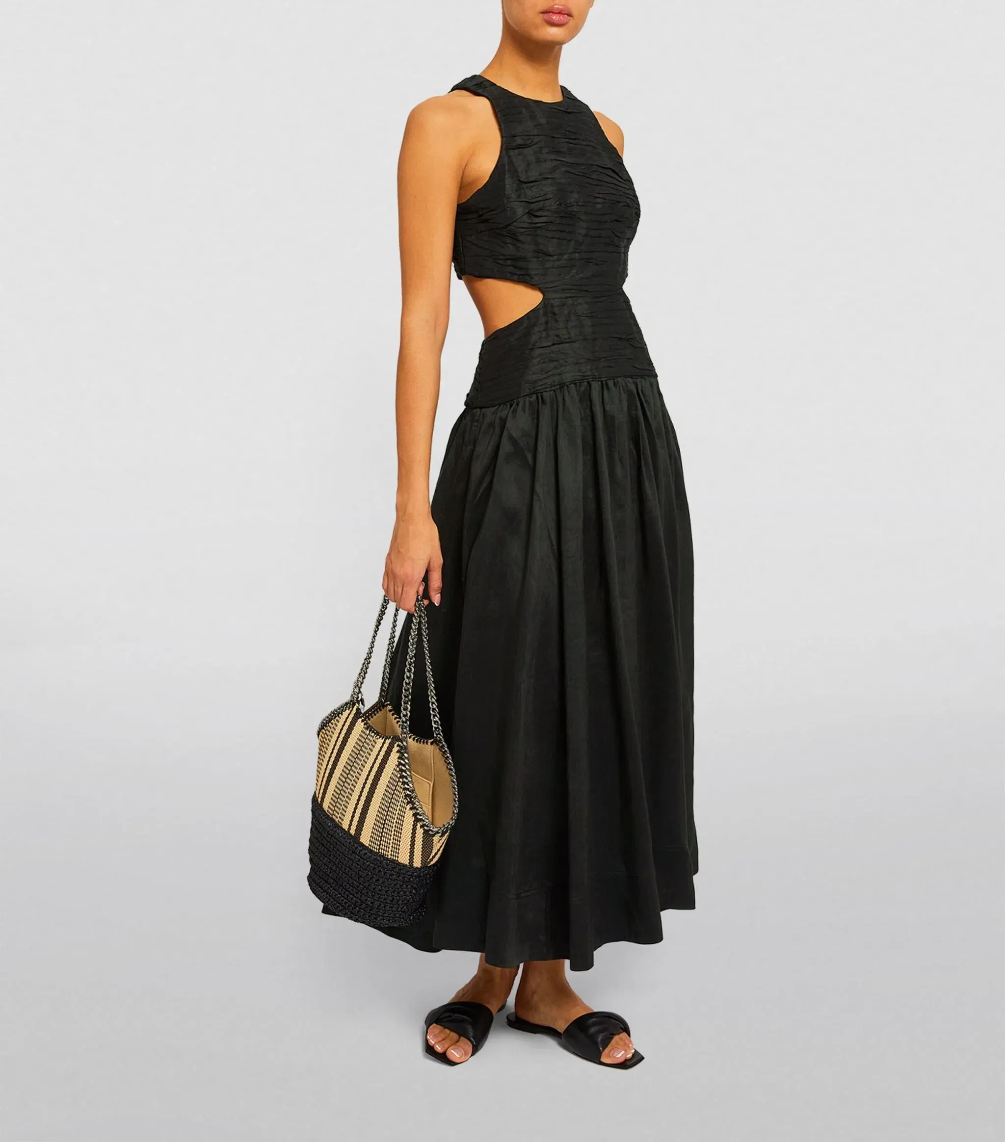 Aje Introspect Cut Out Midi Dress Black Size 8 - Image 2
