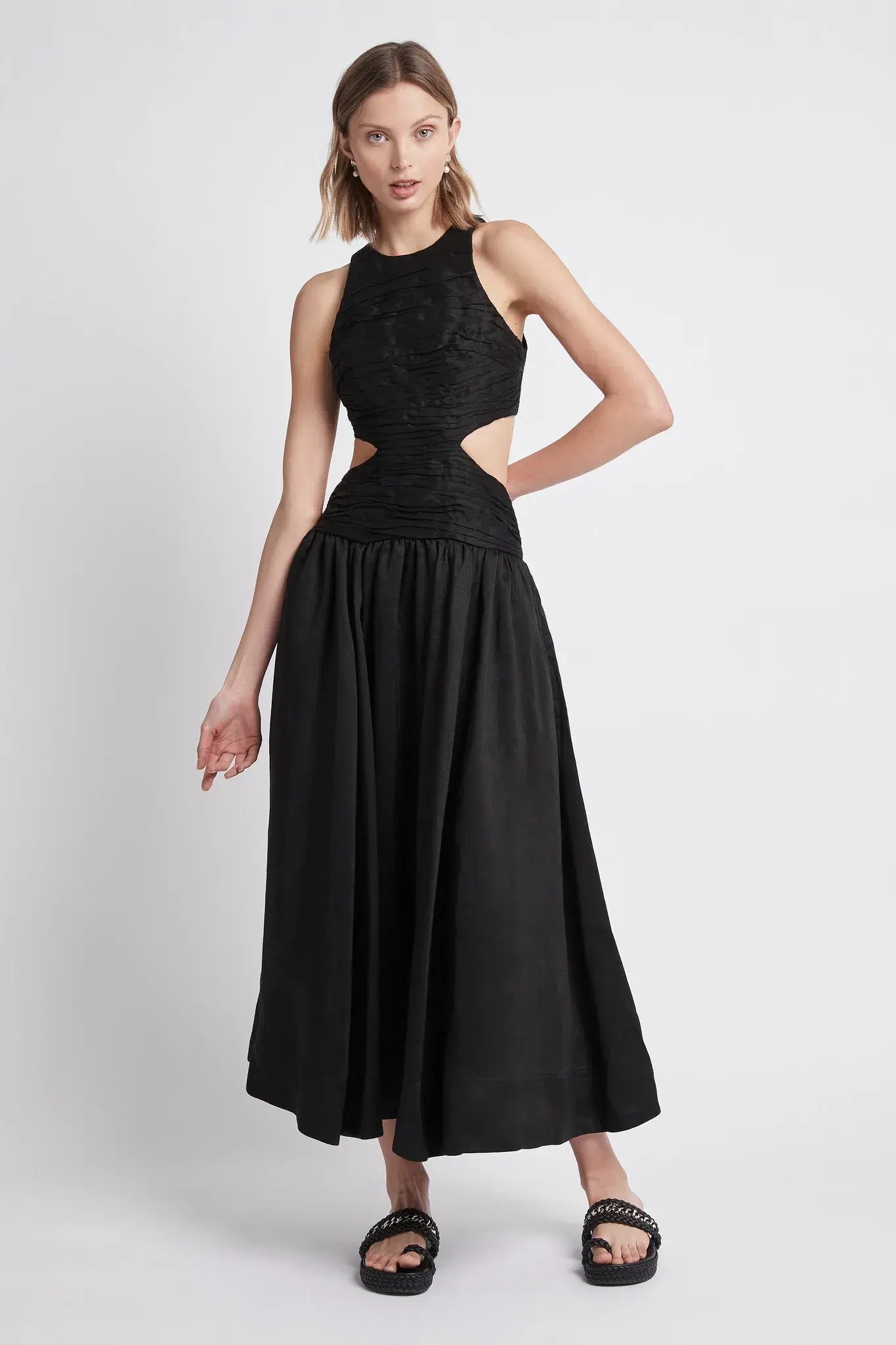 Aje Introspect Cut Out Midi Dress Black Size 8 - Image 1