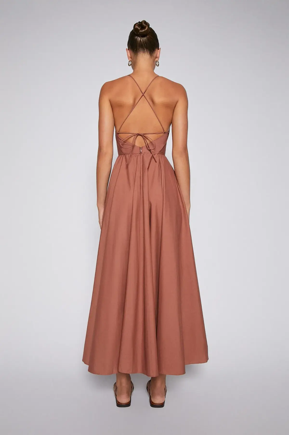 Scanlan Theodore Parachute Cotton Strappy Dress Sienna Brown Size 6 - Image 2