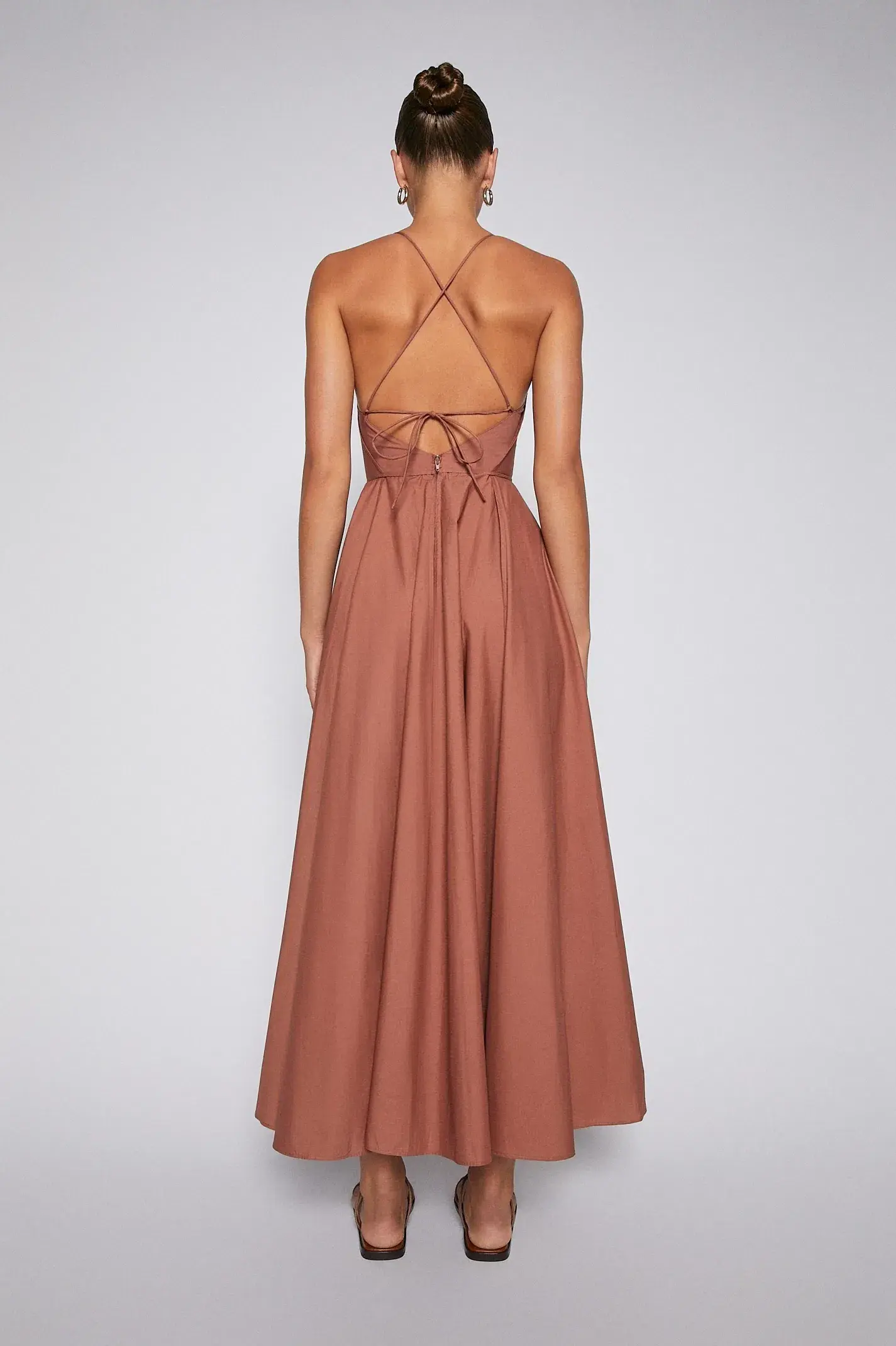 Scanlan Theodore Parachute Cotton Strappy Dress Sienna Brown Size 6 - Image 2