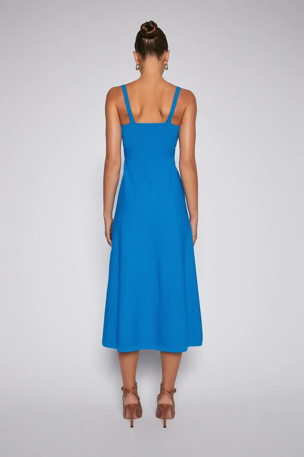 Scanlan Theodore Crepe Knit Square Neck Dress Azure Blue Size 6 - Image 2