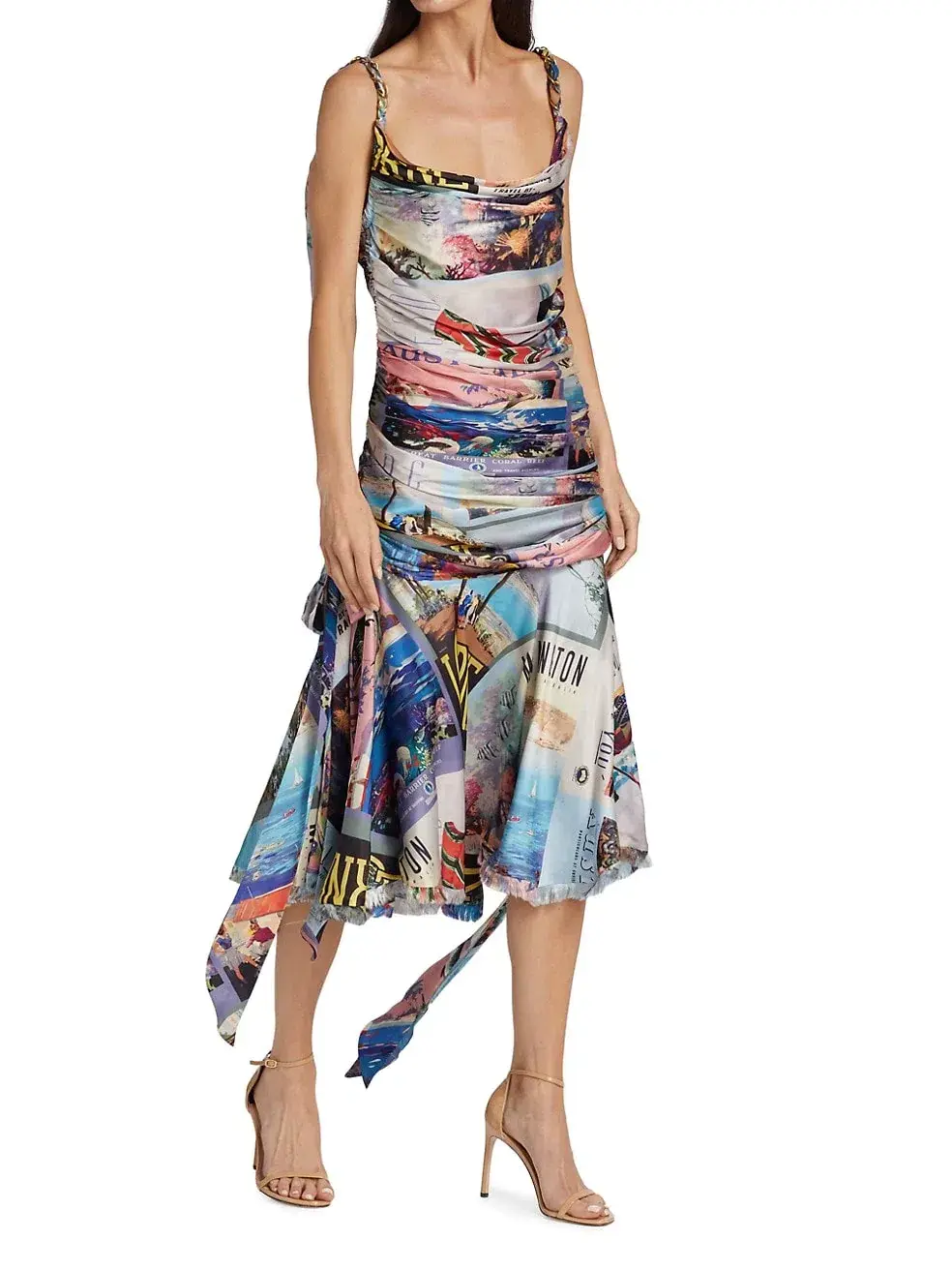 Zimmermann Postcard Chain Tie Midi Dress Print Size 0 - Image 1