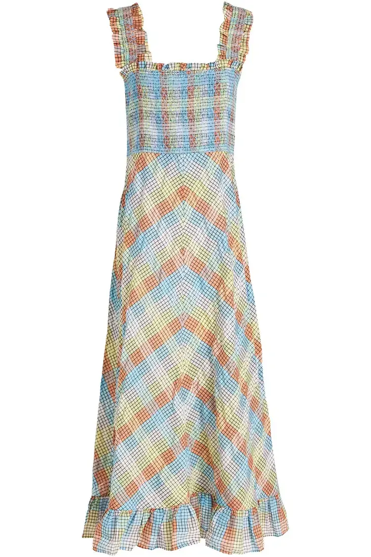 Ganni Seersucker Dress Print Size 14  - Image 3