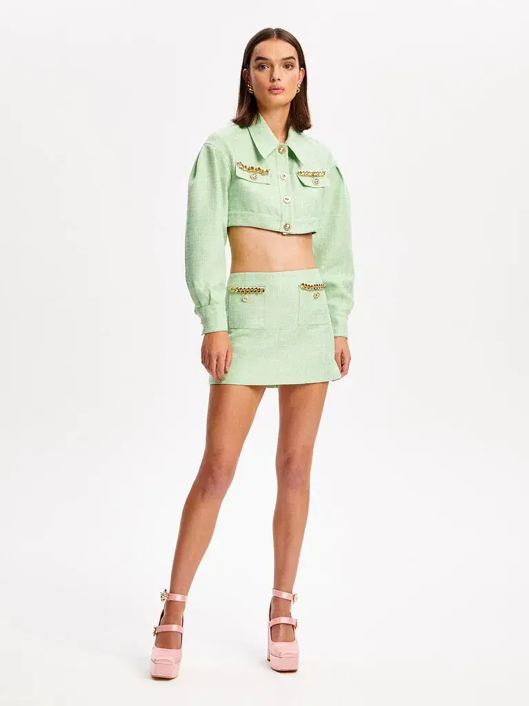 Alice McCall Catalina Jacket and Mini Skirt Set Lime Cream Size 10 for rent on The Volte - main image