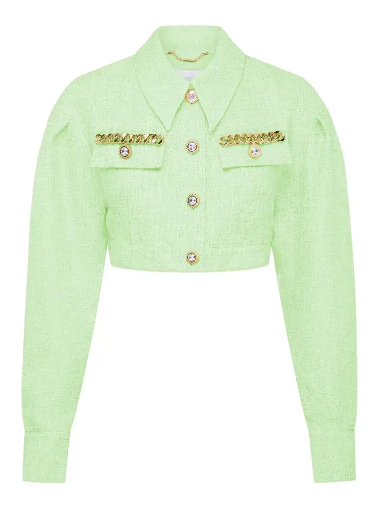 Alice McCall Catalina Jacket and Mini Skirt Set Lime Cream Size 10 - Image 4