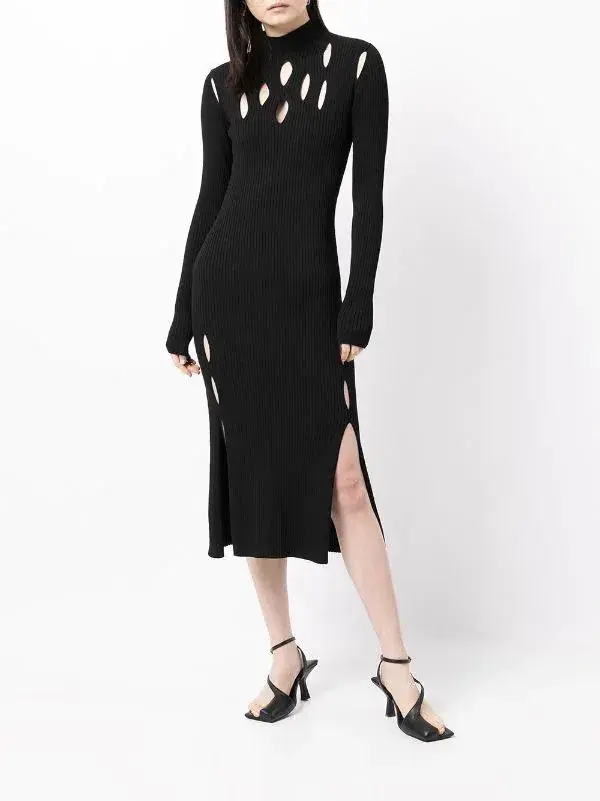 Dion Lee Slashed Rib Dress Black XS - Image 1
