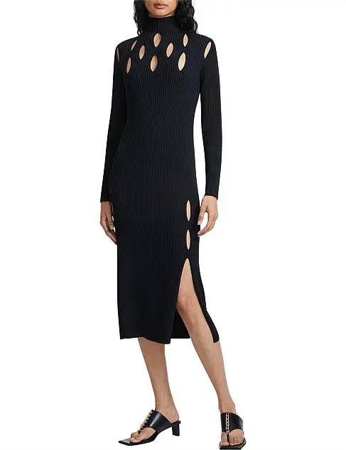 Dion Lee Slashed Rib Dress Black XS - Image 2