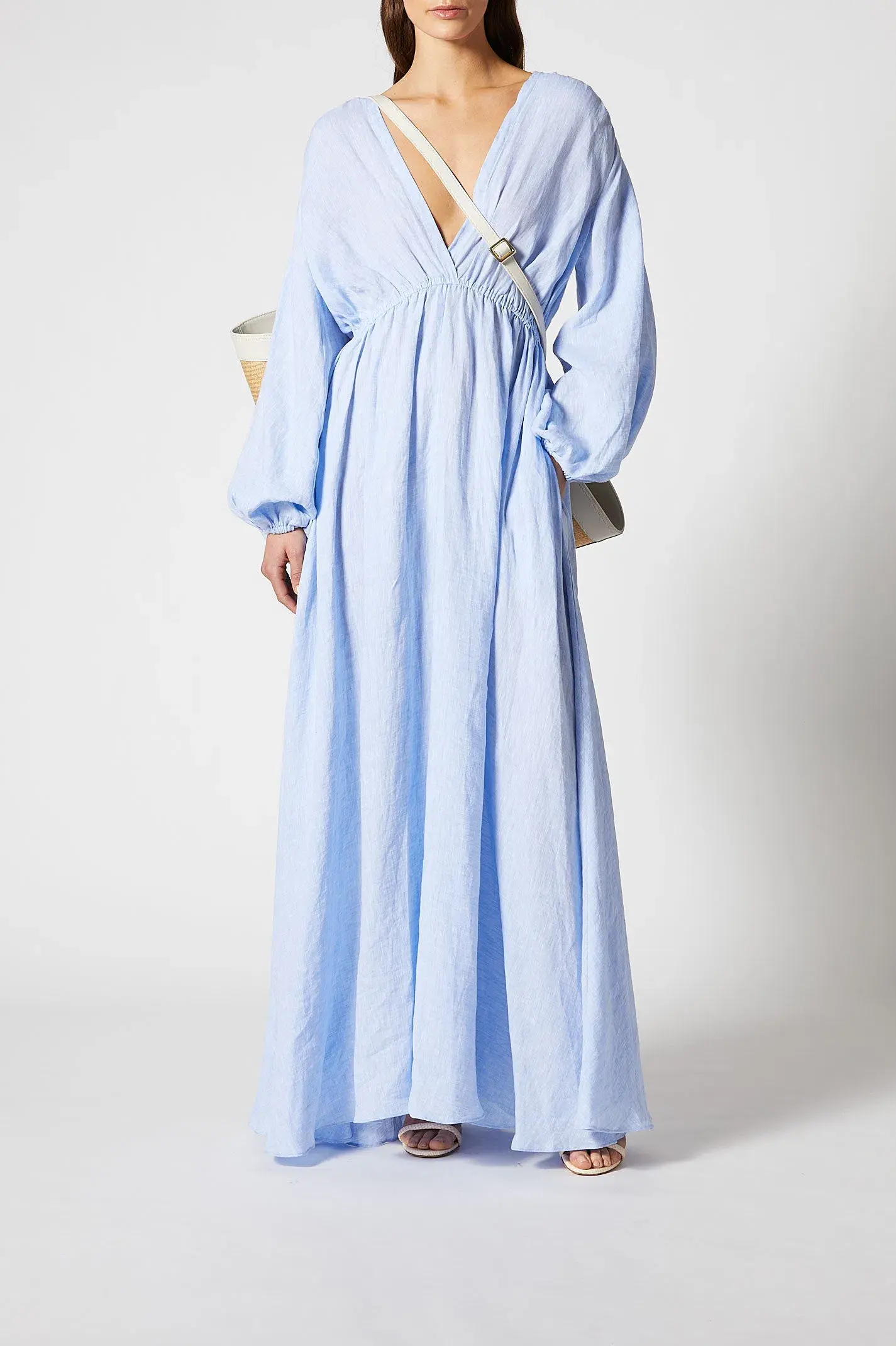 Scanlan Theodore Italian Linen Low Back Dress Blue Size 6 - Image 1