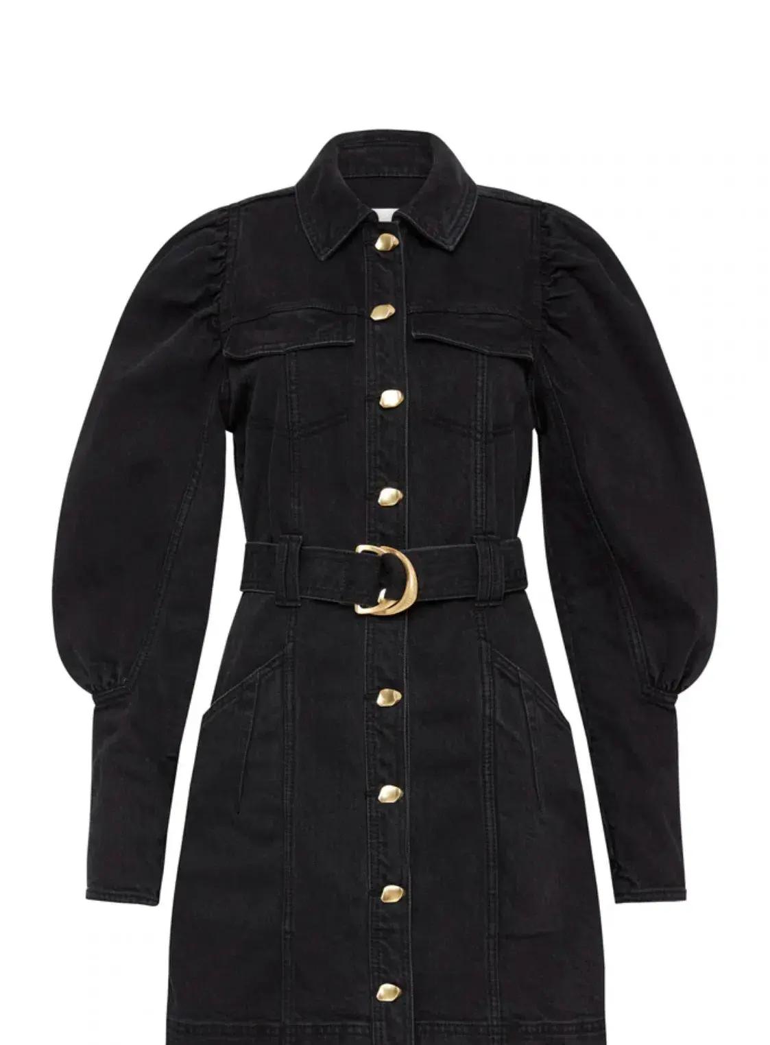 Aje Dione Denim Long Sleeve Dress Black Size 12 - Image 4