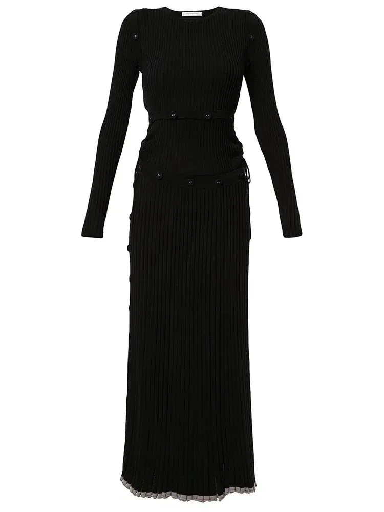 Christopher Esber Deconstructed Long Sleeve Dress Black Size 8  for rent on The Volte - main image