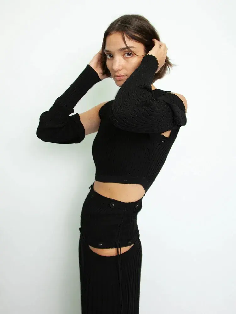 Christopher Esber Deconstructed Long Sleeve Dress Black Size 8  for rent on The Volte - main image