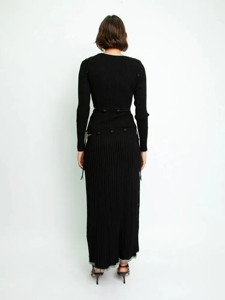 Christopher Esber Deconstructed Long Sleeve Dress Black Size 8  for rent on The Volte - main image