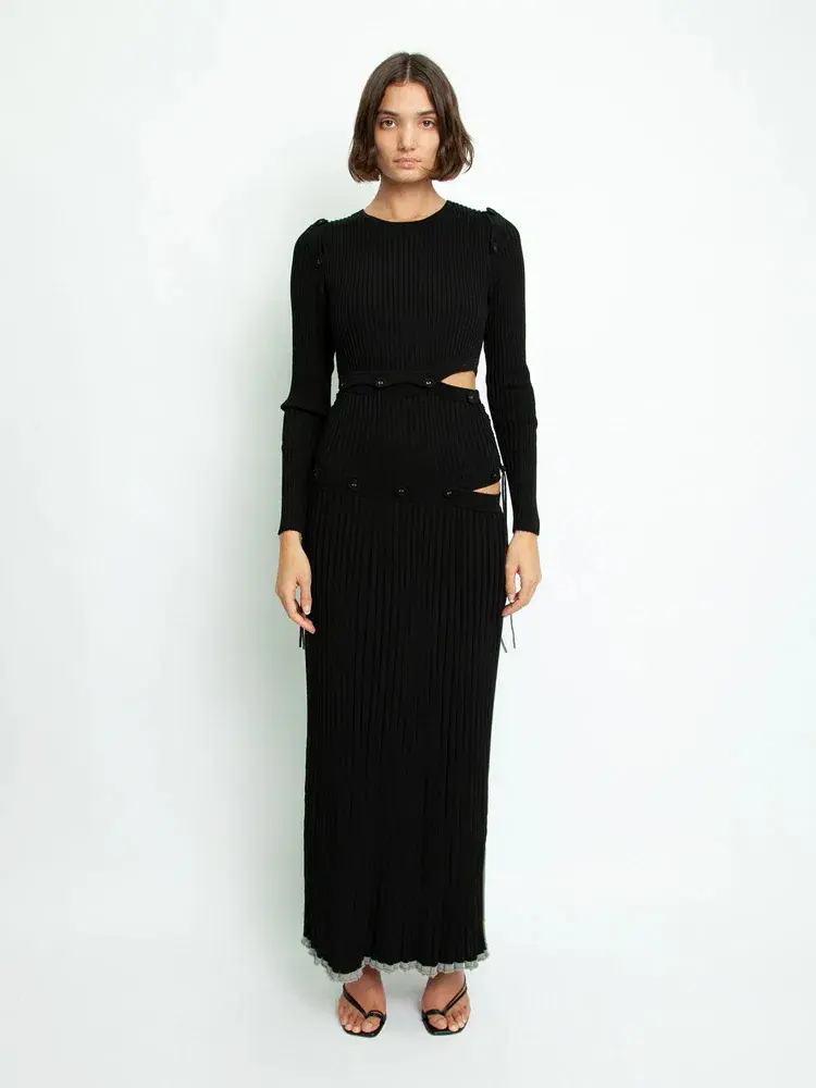 Christopher Esber Deconstructed Long Sleeve Dress Black Size 8  - Image 1
