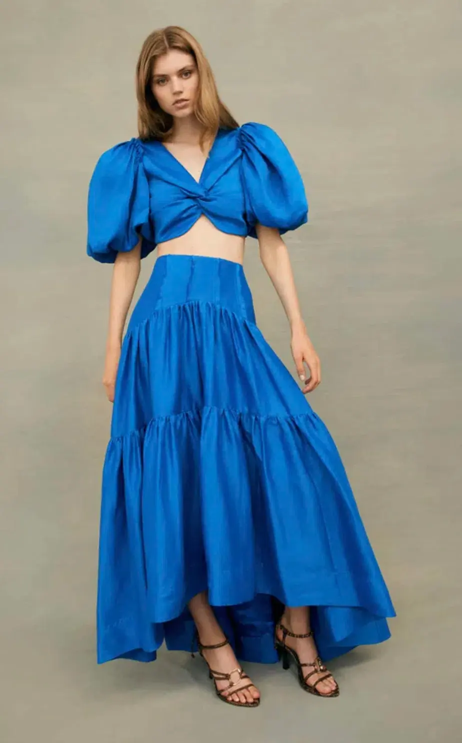 Aje Reverb Puff Sleeve Cropped Top and Midi Skirt Set Size 14 - Image 4