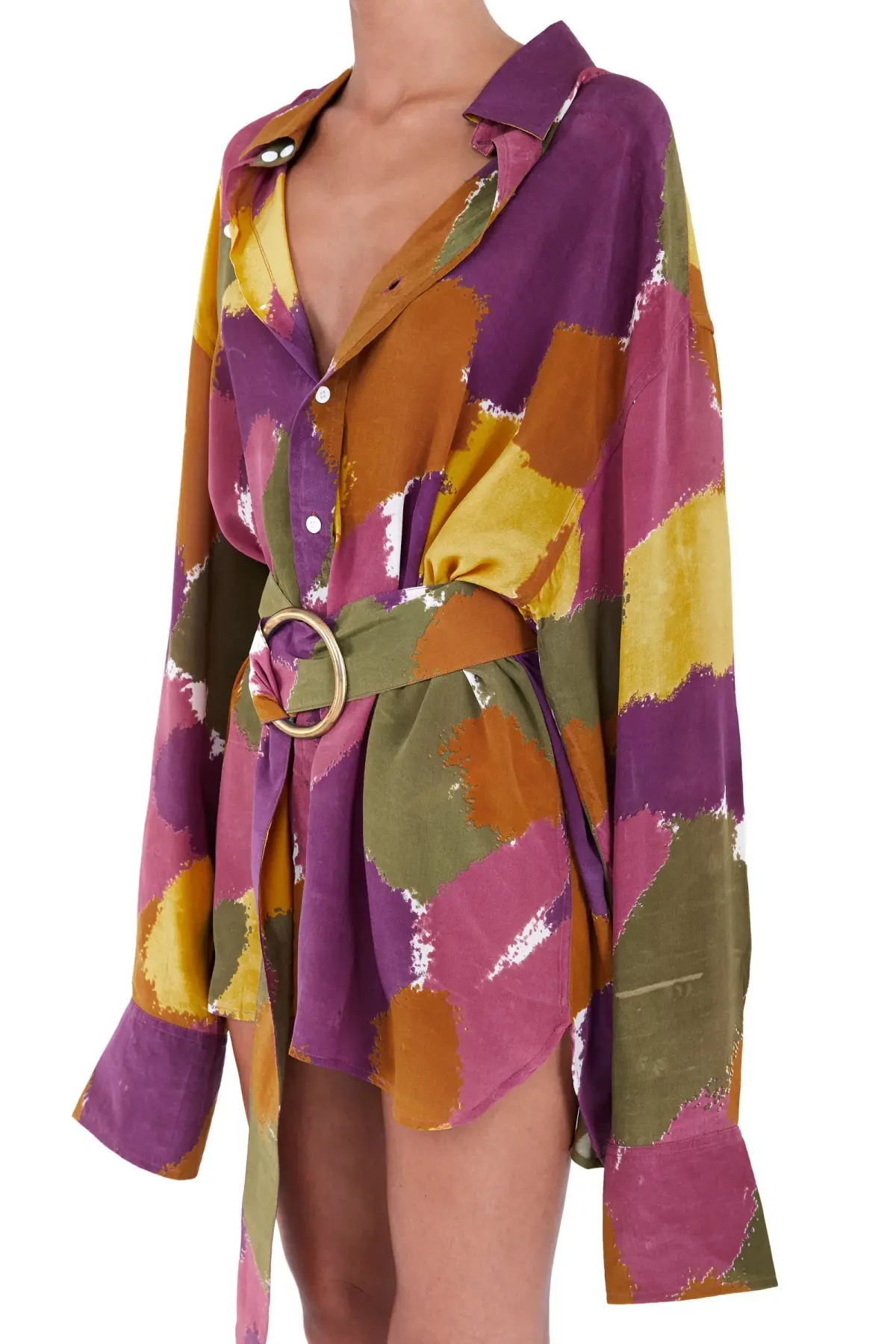 Bamba Titan Shirt Dress Dry Brush Print Size S/M - Image 5