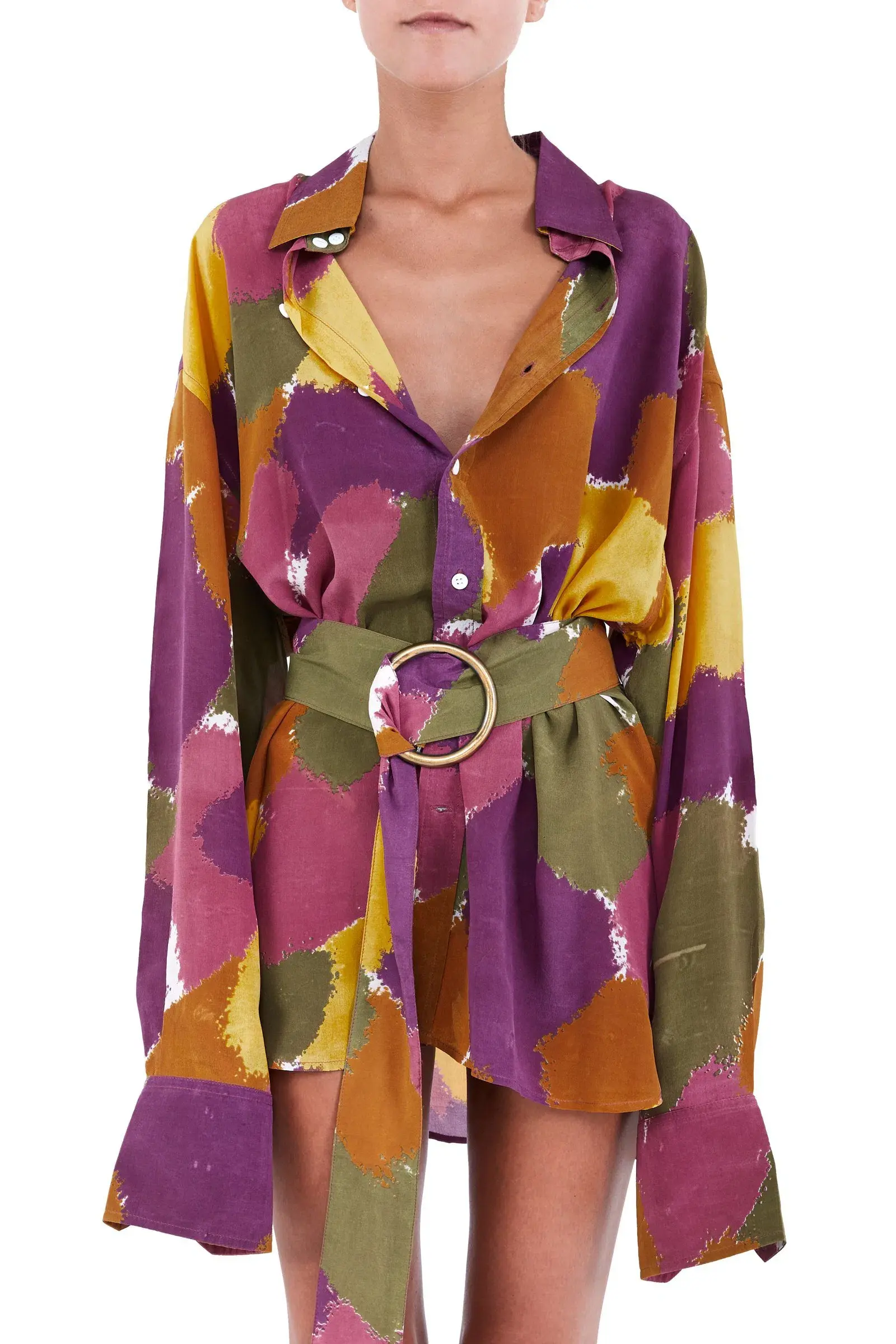 Bamba Titan Shirt Dress Dry Brush Print Size S/M - Image 1