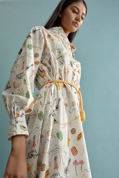 Alemais Sam Pauletto Golden Hand Midi Shirt Dress Print Size 10 - Image 2