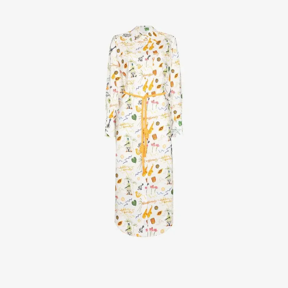Alemais Sam Pauletto Golden Hand Midi Shirt Dress Print Size 10 - Image 3