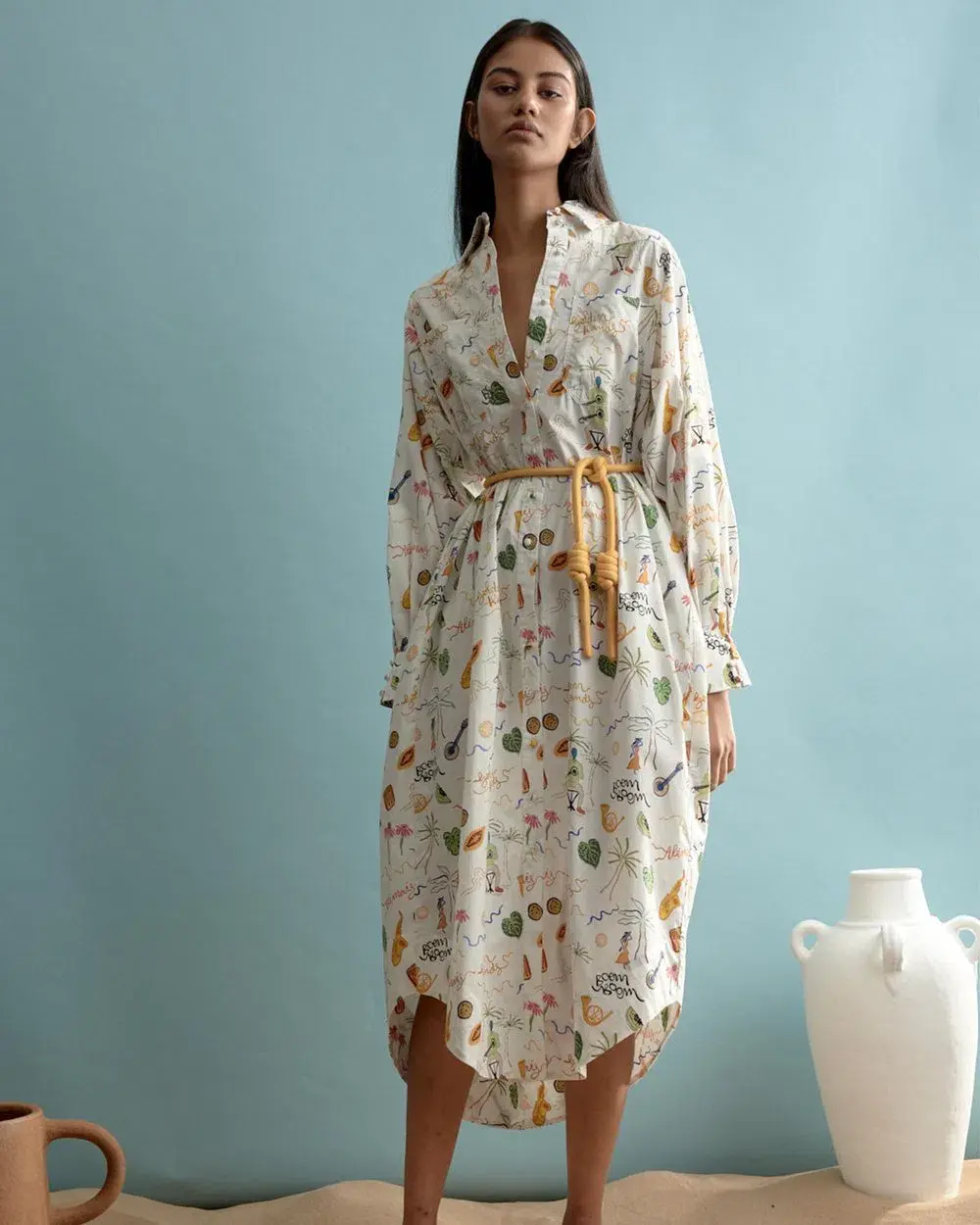 Alemais Sam Pauletto Golden Hand Midi Shirt Dress Print Size 10 - Image 1