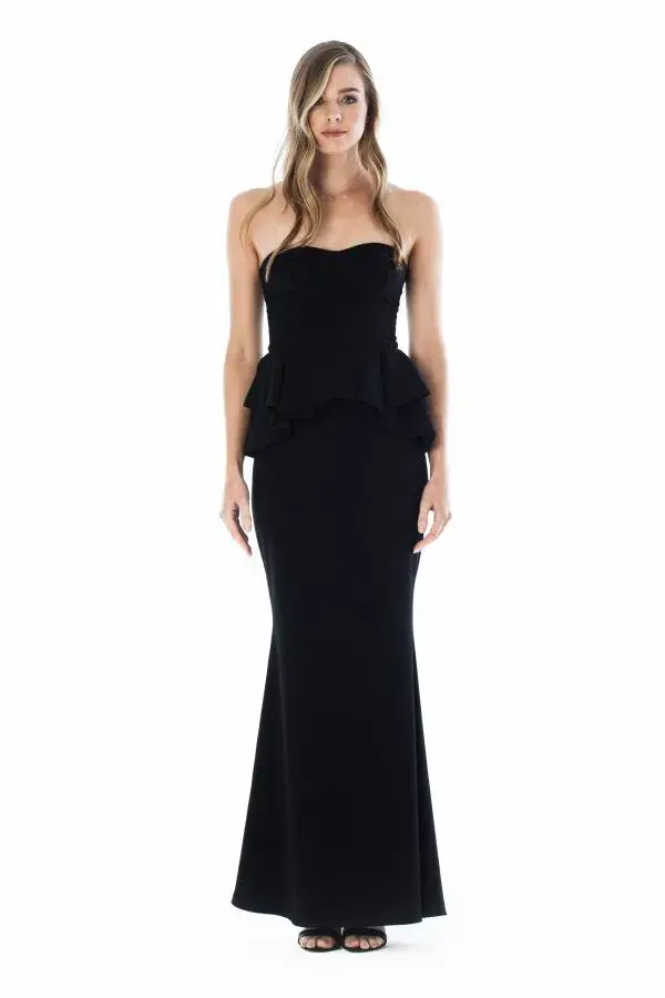 Sheike Peplum Gown Black Size 16 - Image 1