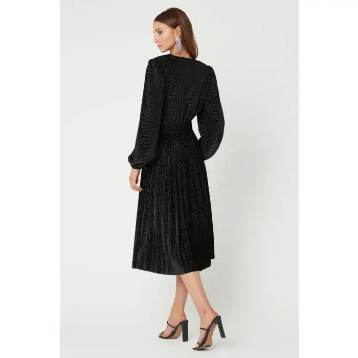 Rebecca Vallance Viper Plunge Midi Dress Black Size 14  - Image 3
