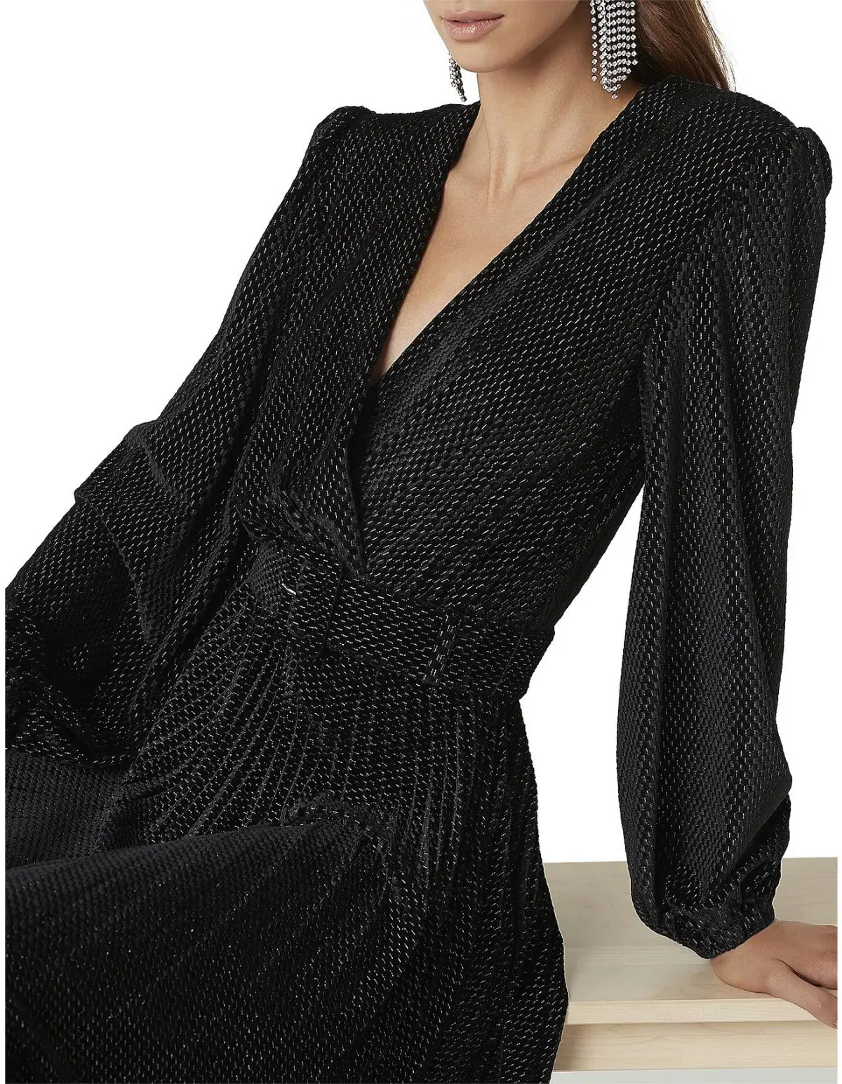 Rebecca Vallance Viper Plunge Midi Dress Black Size 14  - Image 2