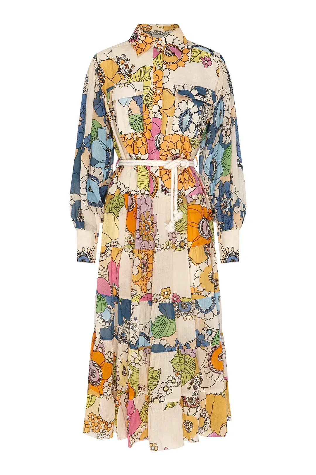 Alemais Farrah Tiered Shirt Dress Print Size 14  - Image 4
