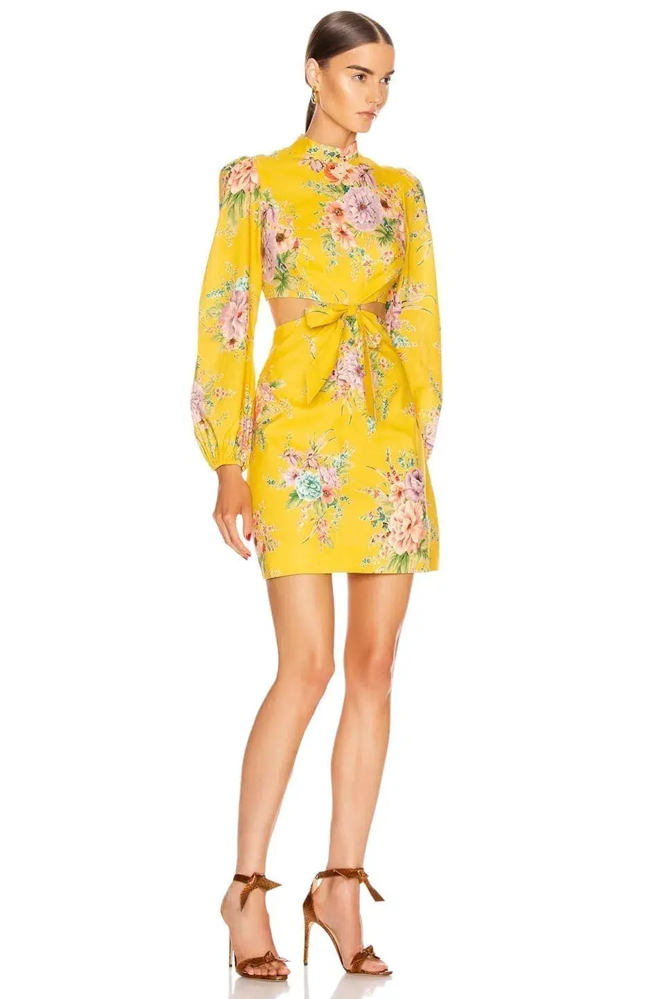 Zimmermann Zinnia Bow Cut Out Mini Dress Print Size 8 - Image 1