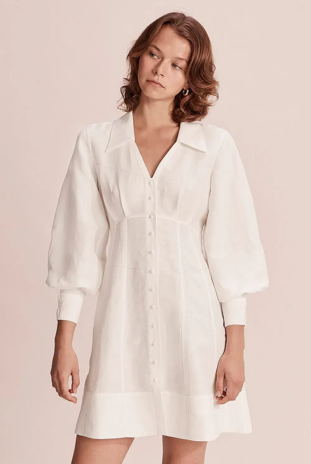 Country Road Button Through Mini Dress White Size 6 - Image 2