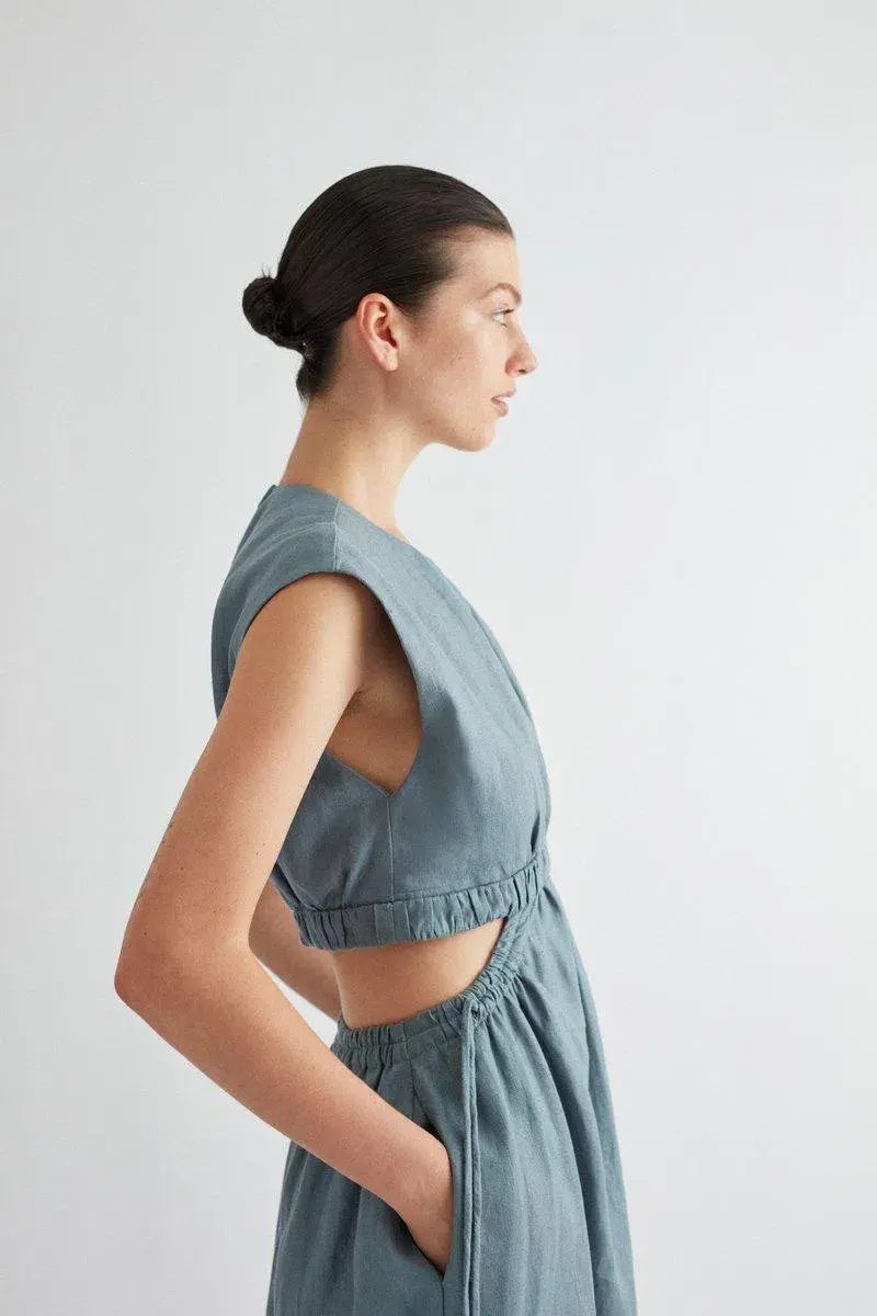Camilla and Marc Cora Midi Dress in Dusty Blue Size 10 - Image 2