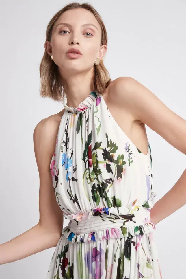 Aje Introspect High Neck Midi Dress Print Size 10 - Image 4