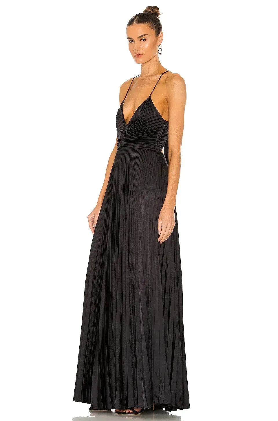 A.L.C. Aries Satin Pleated Dress Black 8 - Image 4