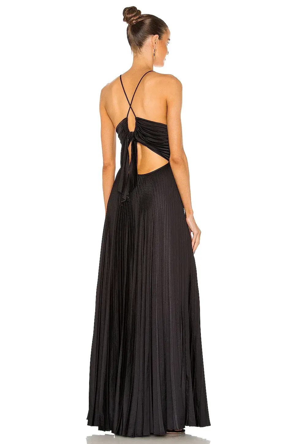 A.L.C. Aries Satin Pleated Dress Black 8 - Image 3