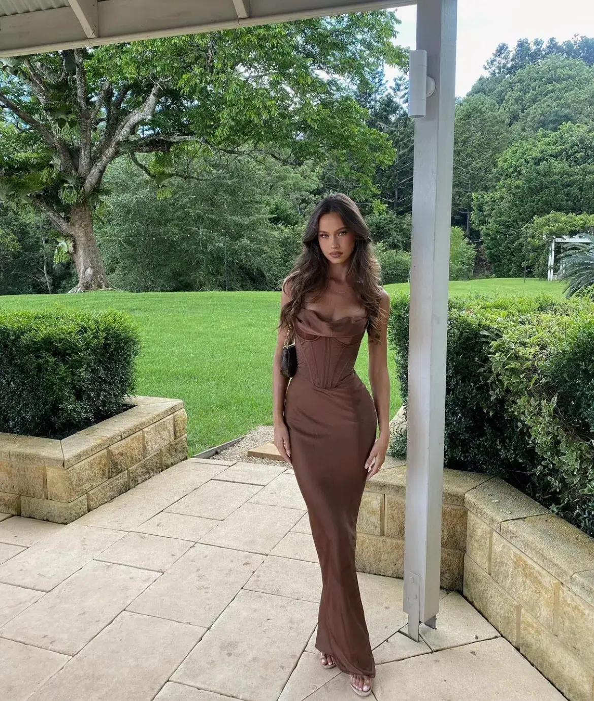 House of CB Charmaine Corset Maxi Dress in Chocolate Brown Size S / Au 8 - Image 3