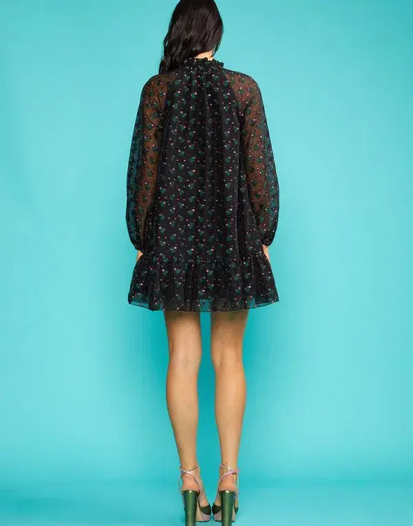 Cynthia Rowley Florence Flounce Mini Dress Black Size 10  - Image 4