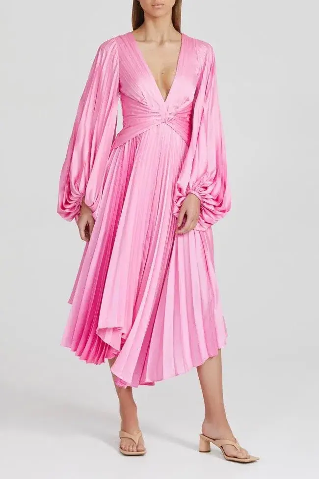 Acler Palms Midi Dress Confetti Pink Size 14 - Image 1