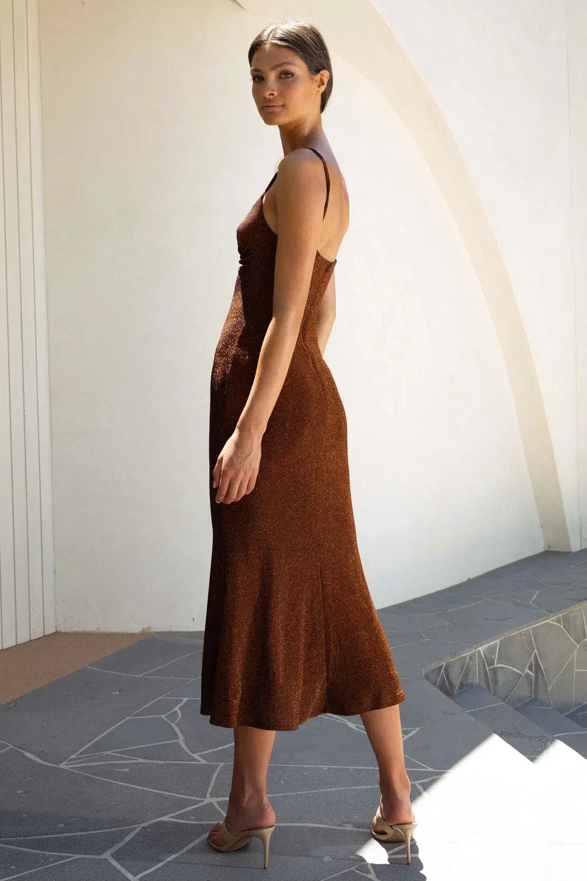 MISHA Josette Midi Dress Metallic Size 10/M - Image 4