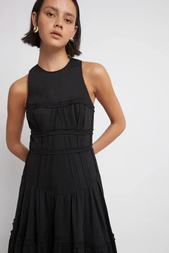 Aje Tidal Corset Midi Dress Black Size 6 - Image 2