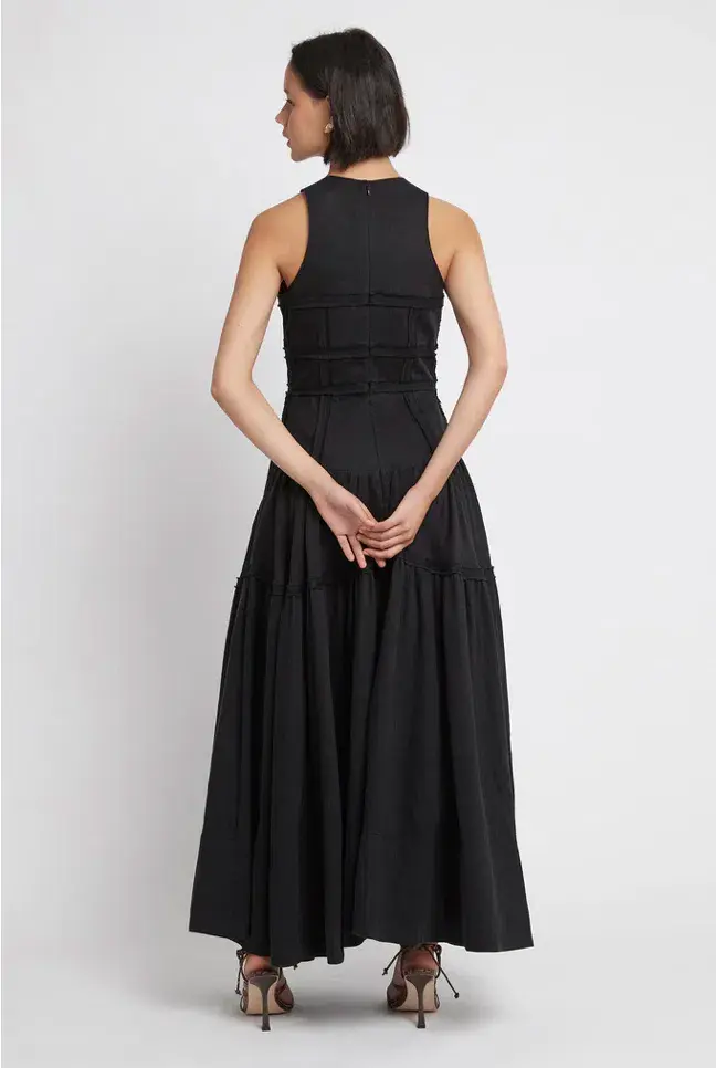 Aje Tidal Corset Midi Dress Black Size 6 - Image 3