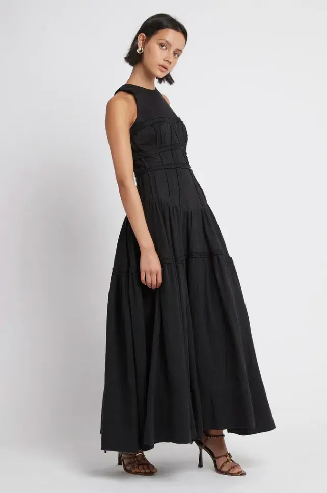 Aje Tidal Corset Midi Dress Black Size 6 - Image 4