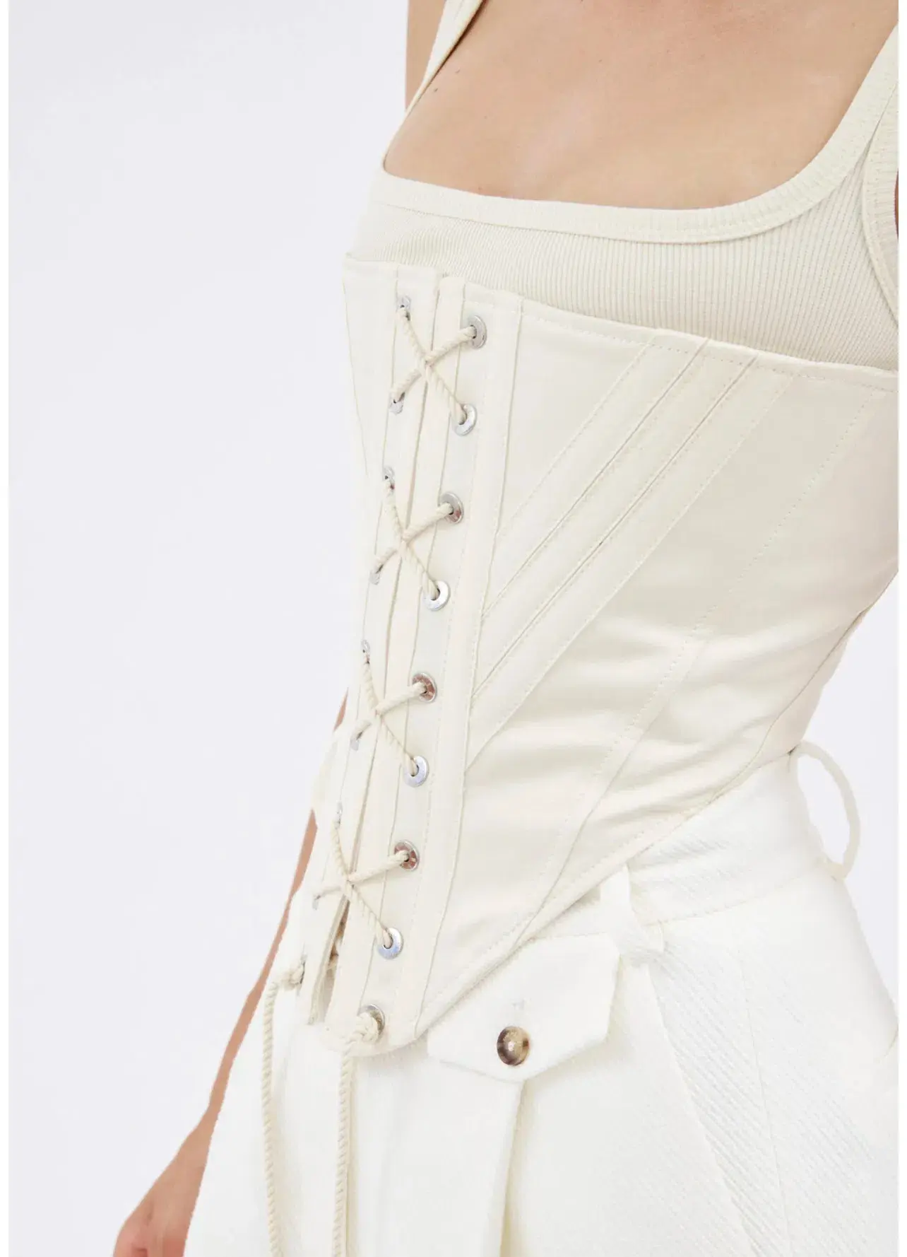 Dion Lee Laced Utility Corset Top Cream Size 8 - Image 2