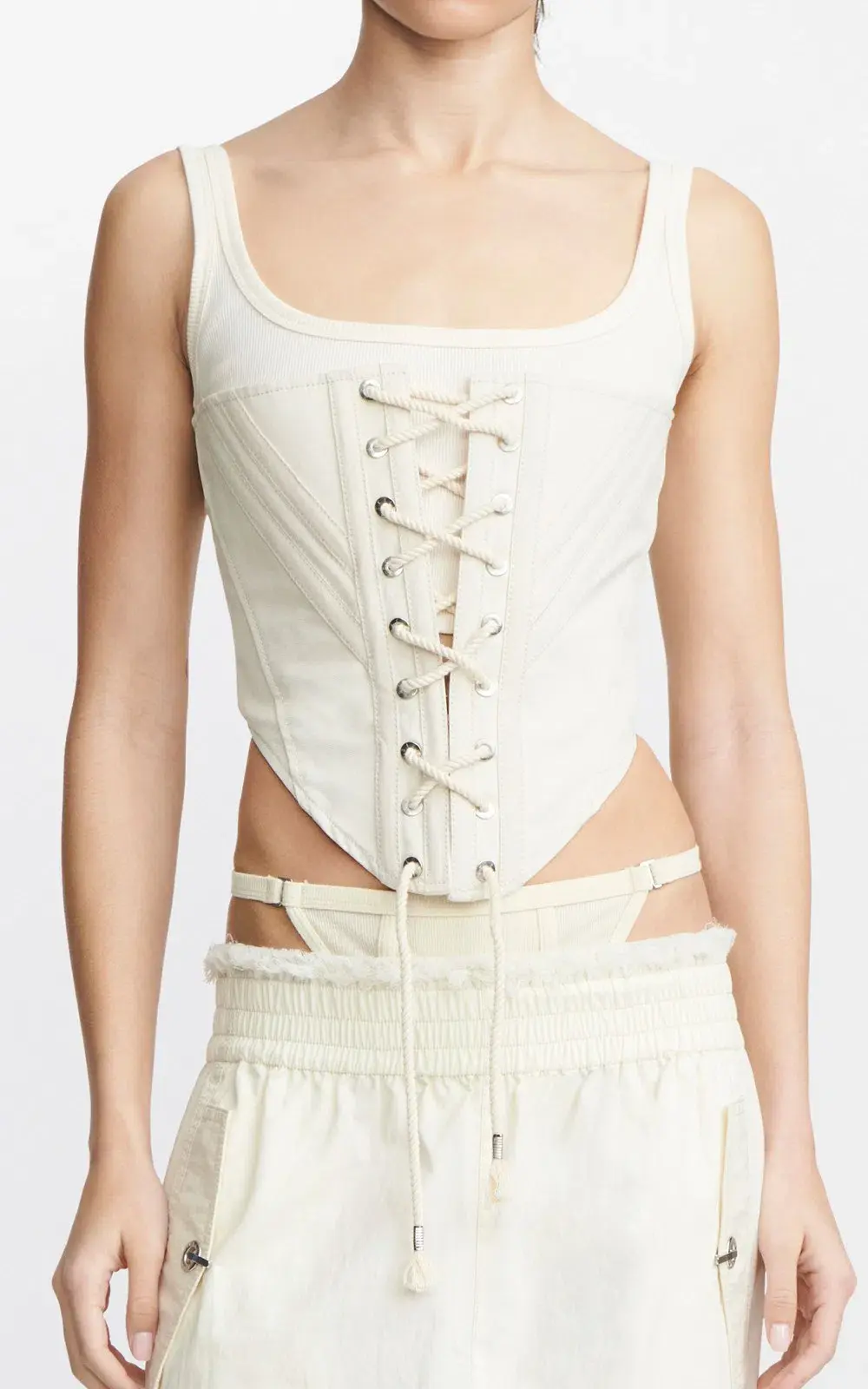 Dion Lee Laced Utility Corset Top Cream Size 8 - Image 3