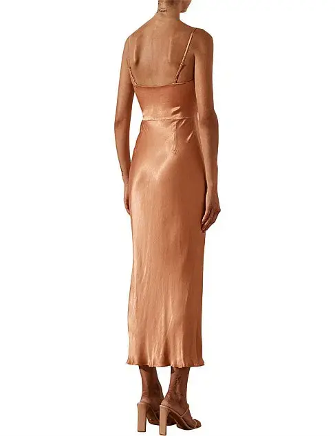 Shona Joy Loise Lace Up Midi Dress Caramel Size 8 - Image 2