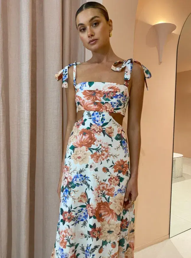 Sofia The Label Mimi Cut Out Midi Dress Botanical Size 10  - Image 2