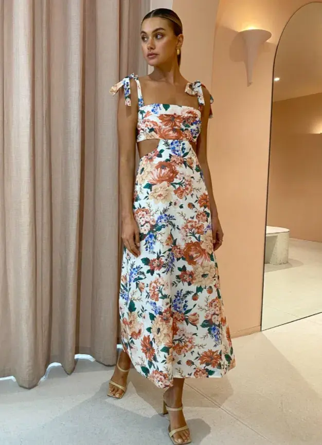 Sofia The Label Mimi Cut Out Midi Dress Botanical Size 10  - Image 3