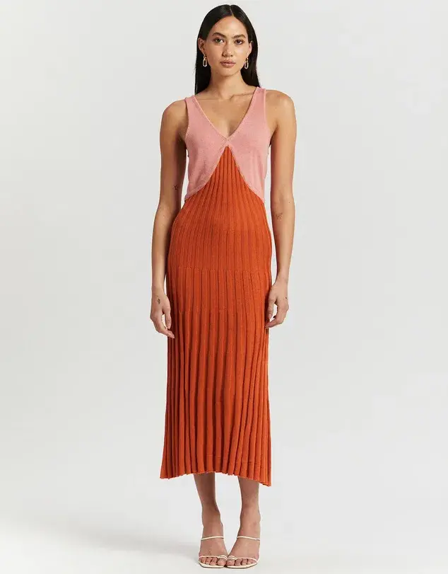 Andean Collective Tamika Dress Pink/Orange Size 8 - Image 1