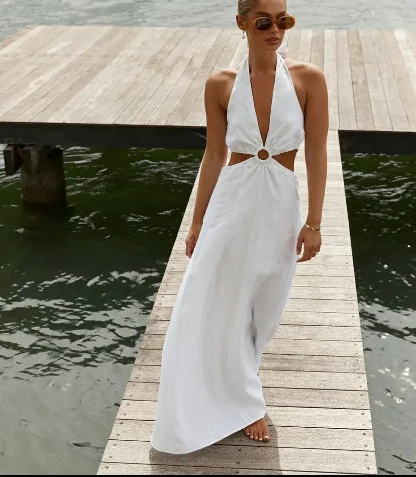 Dissh Layne Halter Midi Dress White Size 8  - Image 5