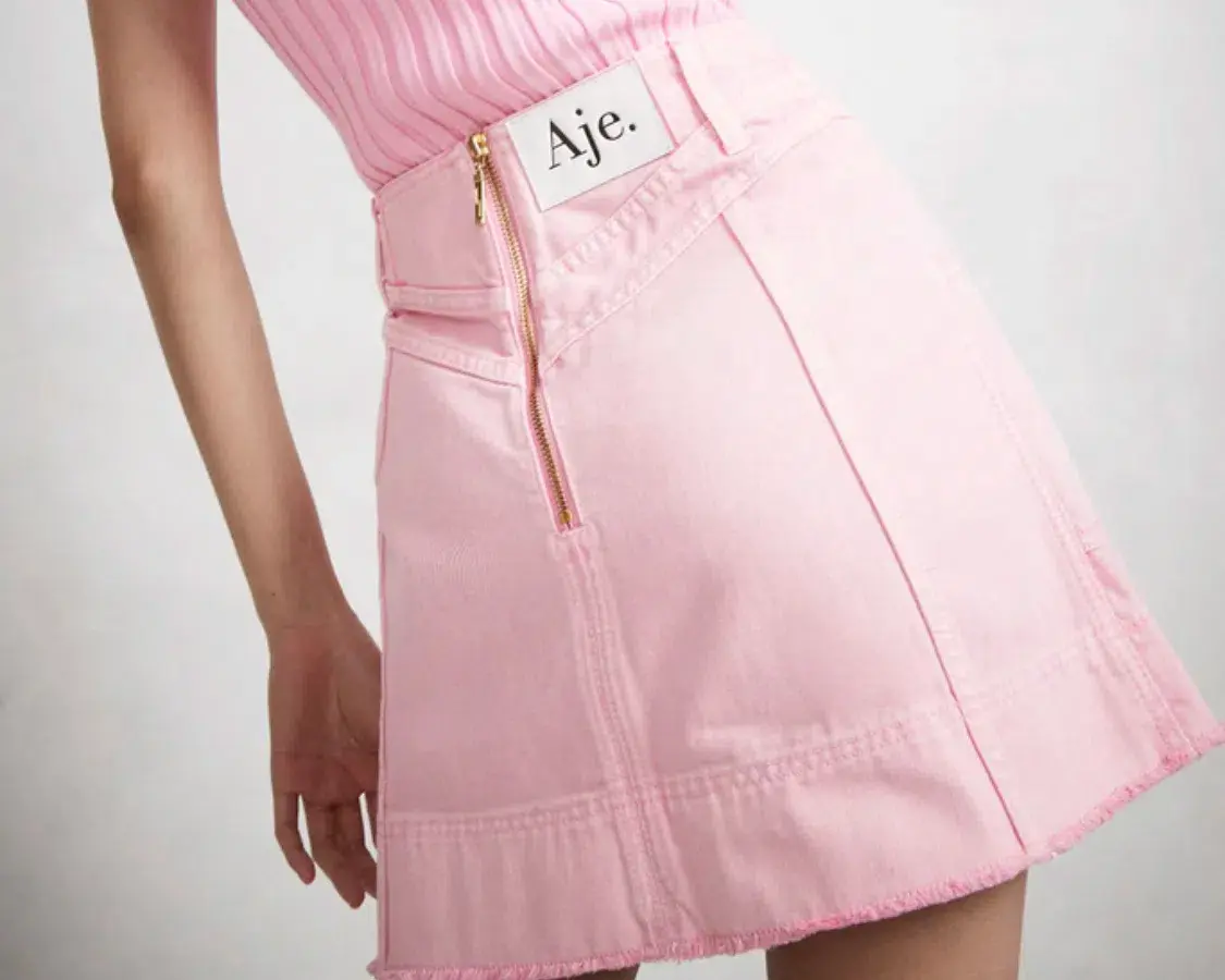 Aje Triada Denim Mini Skirt Bon Bon Pink Size 8 - Image 2