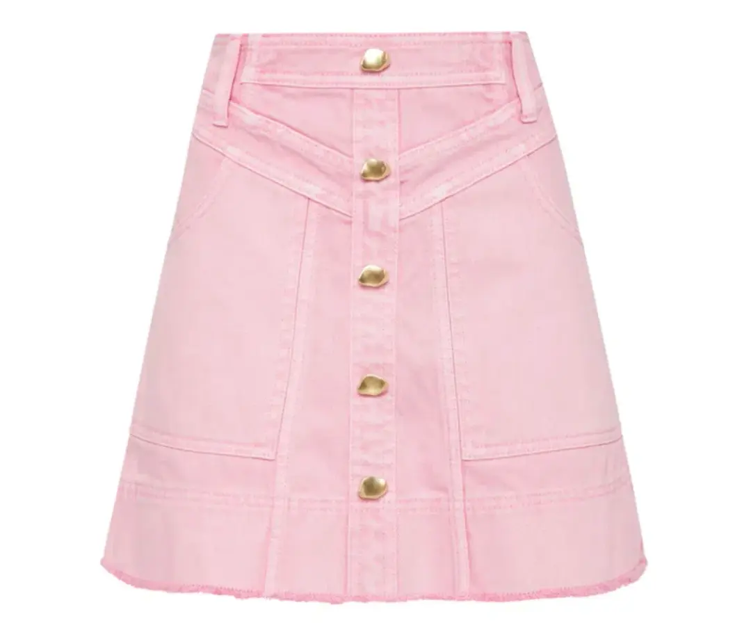 Aje Triada Denim Mini Skirt Bon Bon Pink Size 8 for rent on The Volte - main image